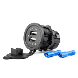 Niiskuskindel kiirlaadija 2x USB, 12-24V