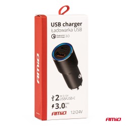 Kiirlaadija 12/24V,USB ja USB-Cport,38W