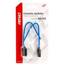 Pear socket 2pcs, 12/24V, socket H1/H3, wire