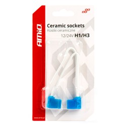 Bulb socket with corner 2pcs, 12/24V, socket H1/H3