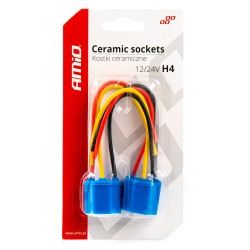 Bulb socket, 2pcs, 12/24V, H4 base, wire