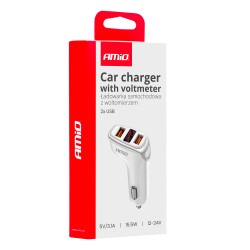 Charger 2xUSB-A battery control 3.1A 12/24V