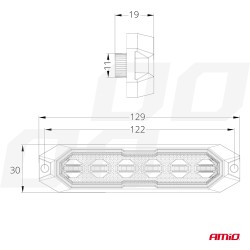 Мигалка 12/24V 6*3W LED R65 R10 129*30