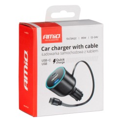 Quick Charge car charger with USB-C cable