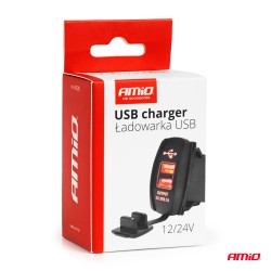 Charger USB and USB-C socket 12/24V red