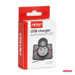 Charger 2xUSB-C socket 12/24V red background