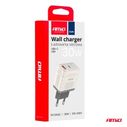 Быстрое зарядное устройство 220V 30W USB- A+USB-C