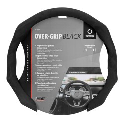 Sporty microfiber steering wheel cover black