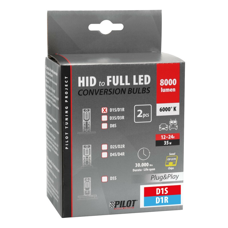 Led lamp 2pcs, 12/24V HID D1S-D1R, 35W
