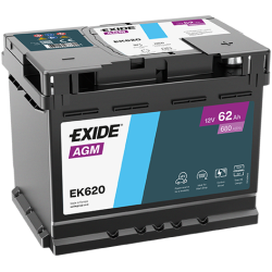 Exide AGM 62Ah 680A 242x175x190-+